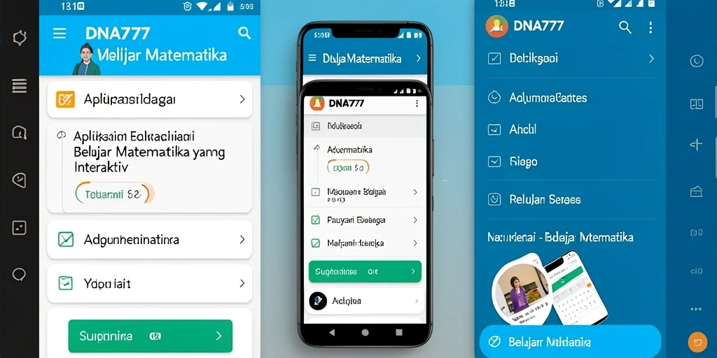 Tampilan antarmuka DNA777 untuk belajar matematika yang menarik.