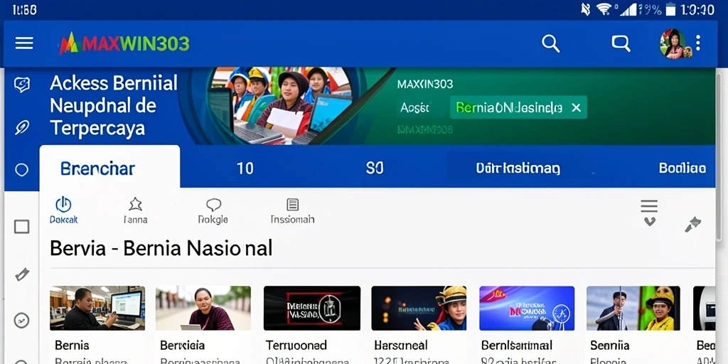 Tampilan antarmuka aplikasi <strong>MAXWIN303</strong> dengan berita terkini yang informatif.