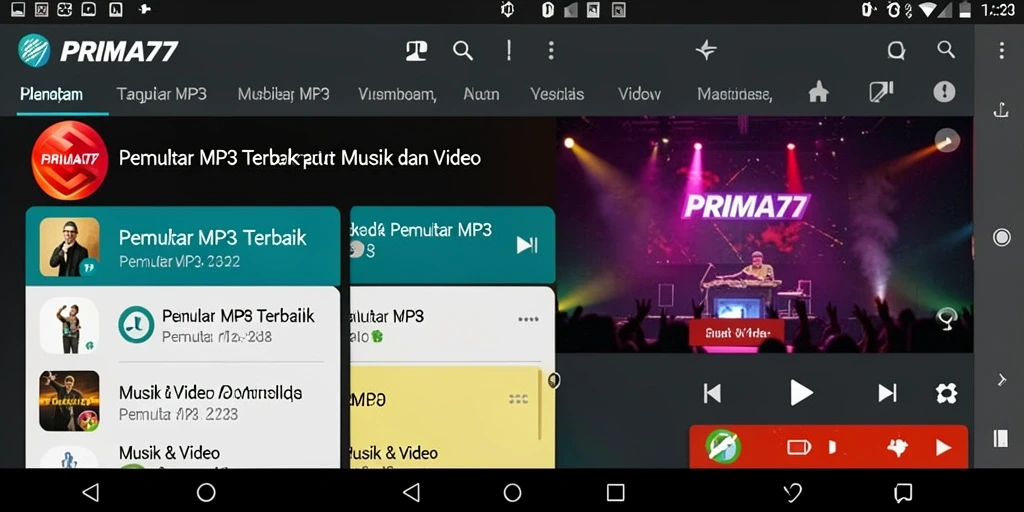 Tampilan antarmuka utama aplikasi PRIMA77 yang menarik dan fungsional.
