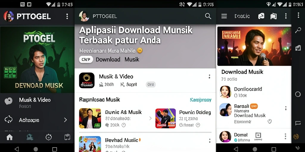 Tampilan antarmuka PTTOGEL yang sederhana dan intuitif untuk Download Musik.