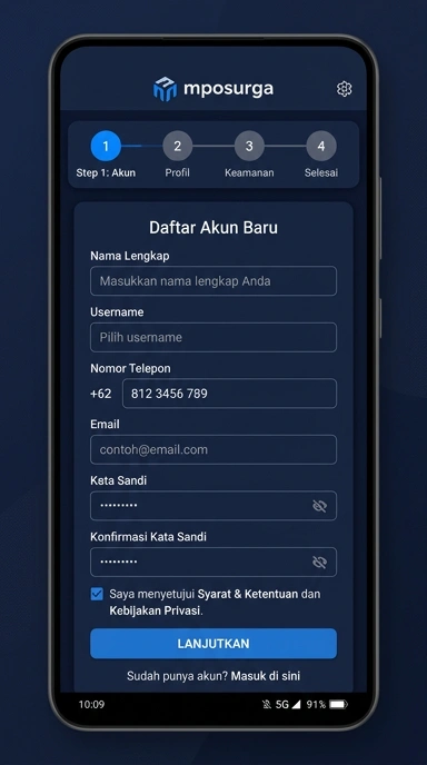 Tampilan halaman daftar mposurga